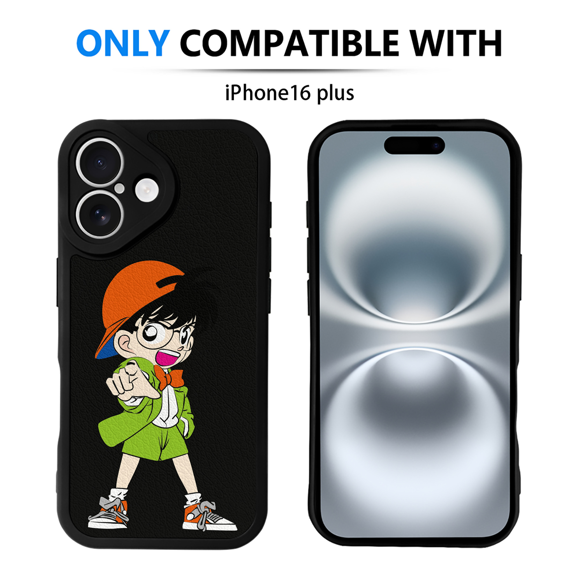 （画像用） 名探偵コナン 江戸川 コナン Detective Conan Conan Edogawa 【iPhone 16シリーズ対応】シリコンスマホケース（レザー調） 材質：シリコン